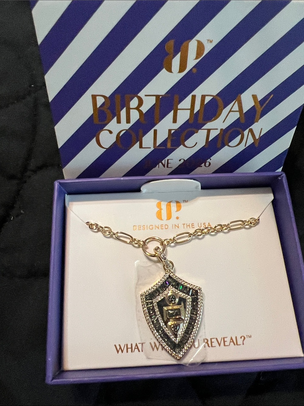 Brighton Gold Shield Pendant Necklace with Purple Accents